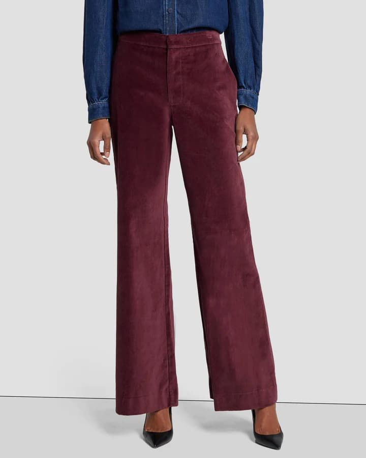 7 For All Mankind: Modern Dojo Velvet Trouser, Deep Maroon