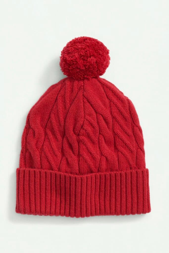 Brooks Brothers Factory Store: Merino Wool Cashmere Blend Cable Knit Pom Beanie, Red