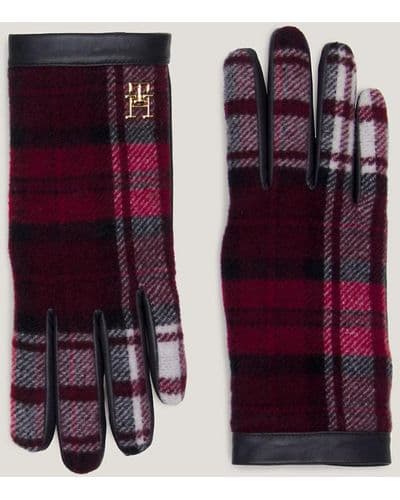 Tommy Hilfiger: Logo Tartan Leather Gloves