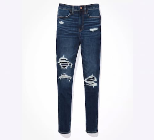 American Eagle Outfitters: AE Next Level Ripped Super High-Waisted Jegging, Authentic Dark Indigo | Photo: American Eagle Outfitters