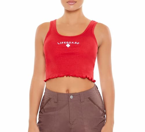 Forever 21: Embroidered Lifeguard Tank Top, Red/Multi | Photo: Forever 21