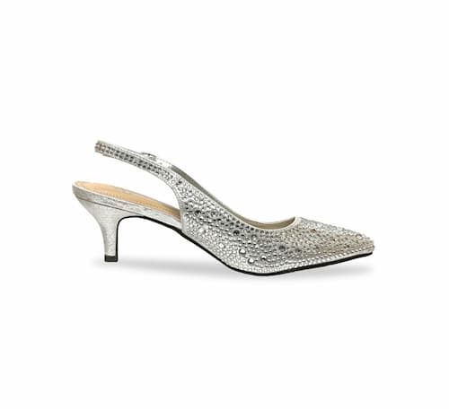 Saks OFF 5TH: Onyx Embellished Slingback Pumps, Silver | Photo: Saks OFF 5TH