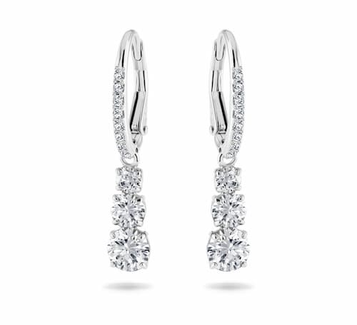 Swarovski: Attract Trilogy Hoop Earrings, White, Round cut, Rhodium Plated | Photo: Swarovski