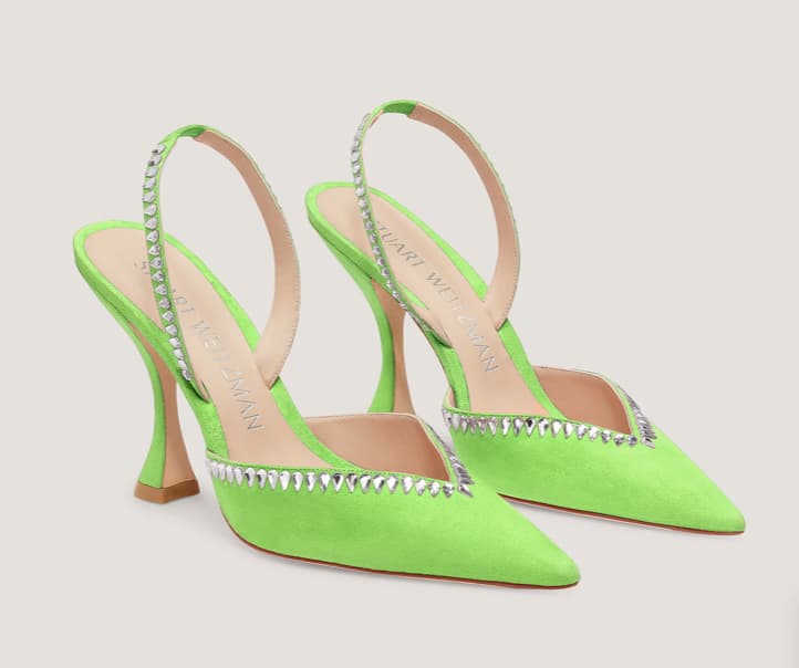 Stuart Weitzman Gemcut Xcurve 100 Slingback Pump in Neon Chartreuse