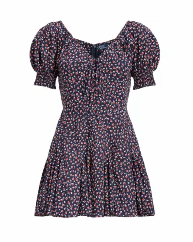 Polo Ralph Lauren Factory Store: Floral Puffed-Sleeve Cotton Dress, Red Ditsy Floral | Photo: Polo Ralph Lauren Factory Store