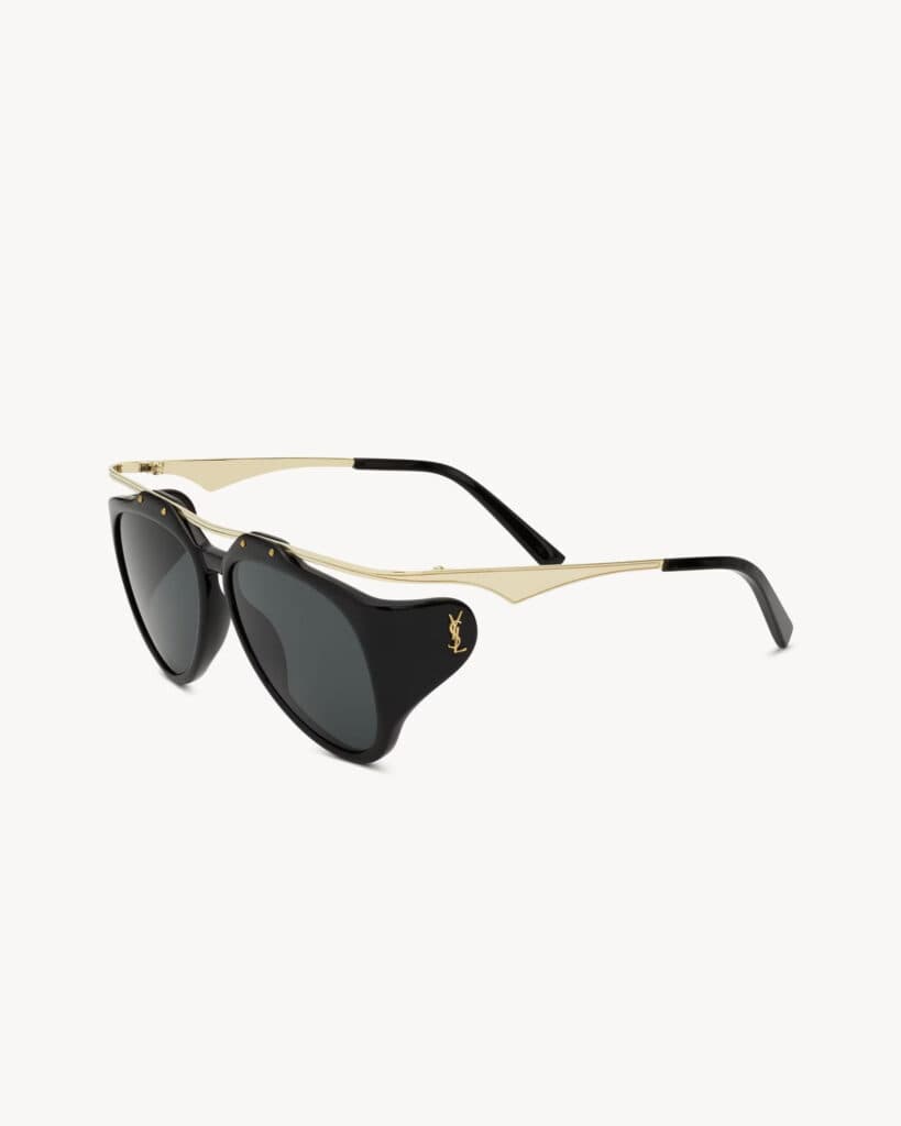 Saint Laurent: Amelia Sunglasses, Black and Gold | Photo: Saint Laurent