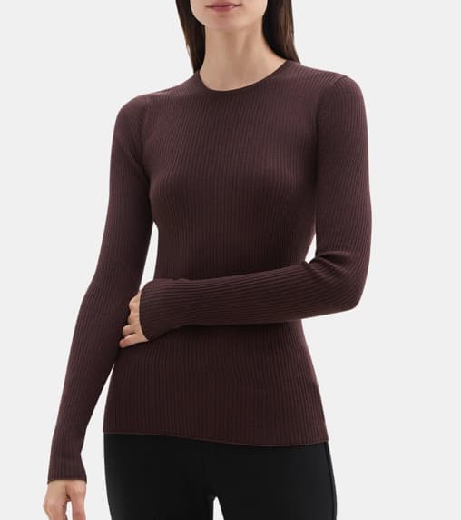 Theory Outlet Women’s Slim-Fit Sweater in Fine Marino Wool in Redwood