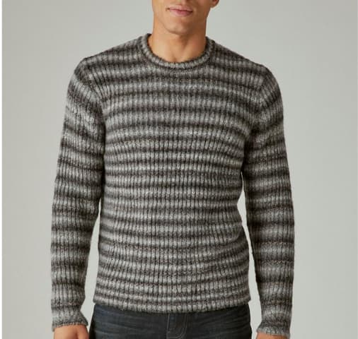 Lucky Brand Jeans Men’s Spacedye Crewneck Sweater in Dark Grey Combo