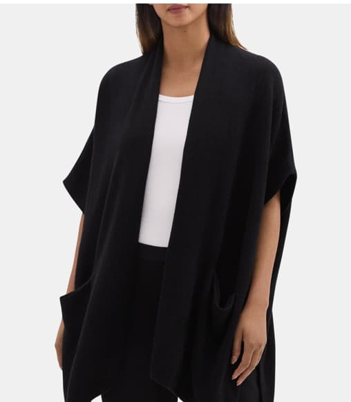 Theory Outlet Women’s Knit Poncho in Wool Cashmere in Black