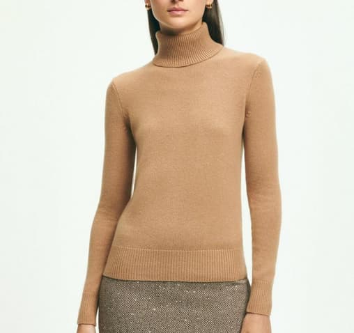 Brooks Brothers Factory Store Women’s Cashmere Turtleneck in Tan