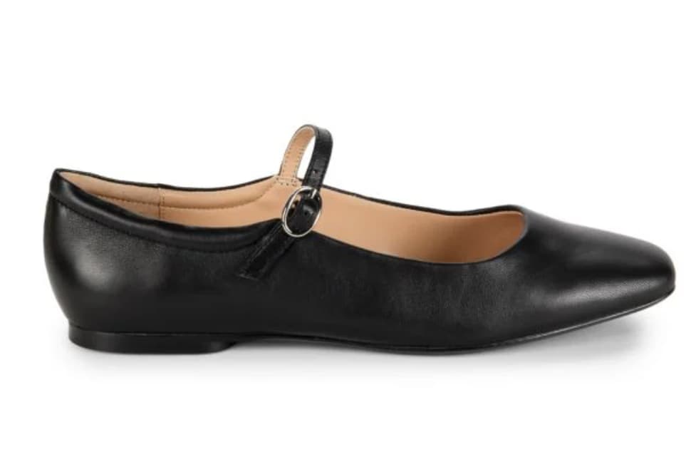 Saks OFF 5TH Emma Leather Ballet Flats in Black