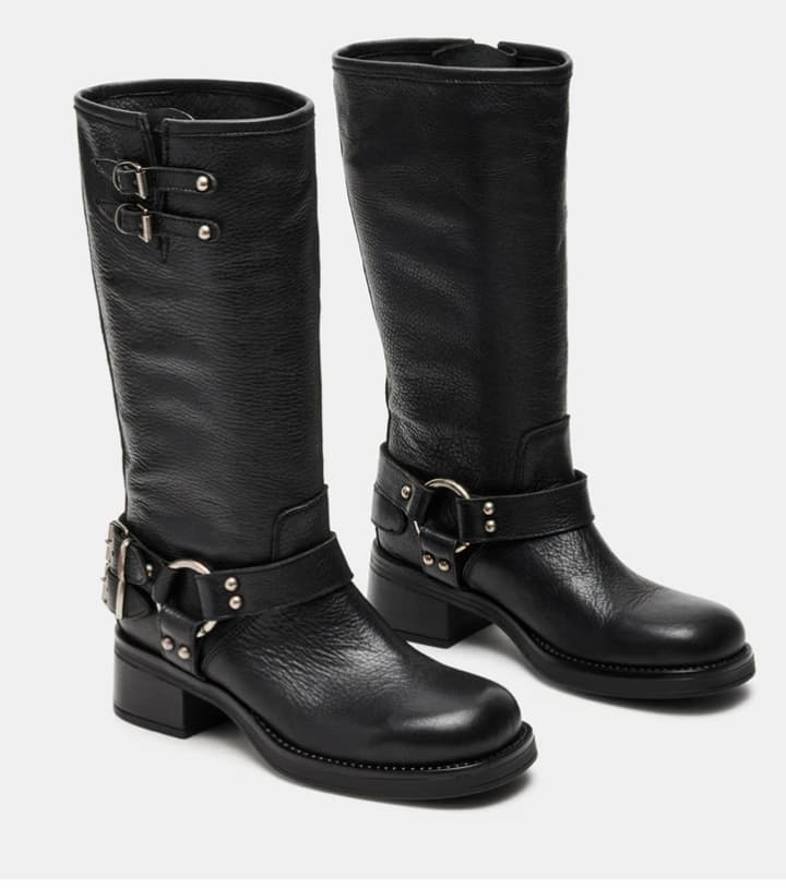 Steve Madden Astor Black Leather Knee-High Boots in Black