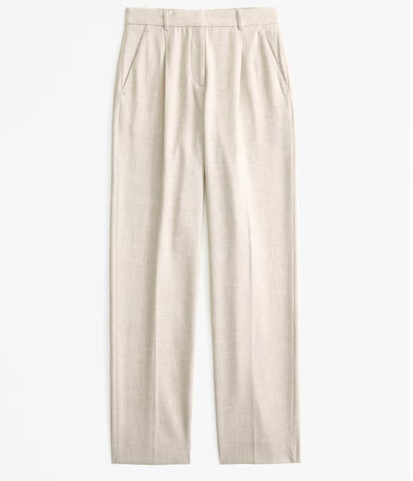 Abercrombie & Fitch Women’s A & F Quinn Tailored Straight Pant in Oatmeal