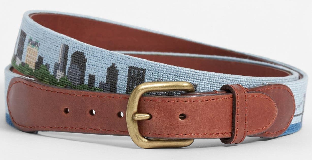 Brooks Brothers Factory Store Smathers & Branson Needlepoint New York Cityscape Belt in Multi