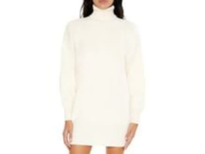 Forever 21 Turtleneck Mini Sweater Dress in Vanilla