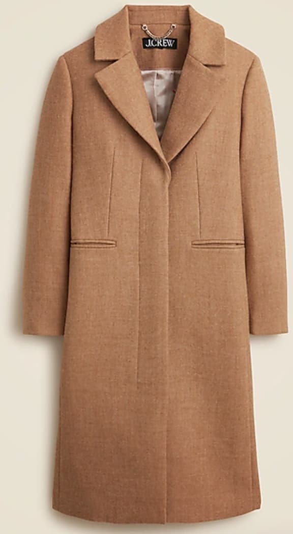 J. Crew Factory Savoy Topcoat in Italian Wool-Blend Melton in Soft Brown