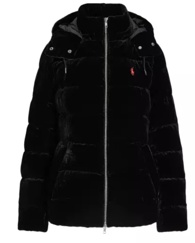 Polo Ralph Lauren Factory Store Velvet Quilted Down Jacket in Polo Black