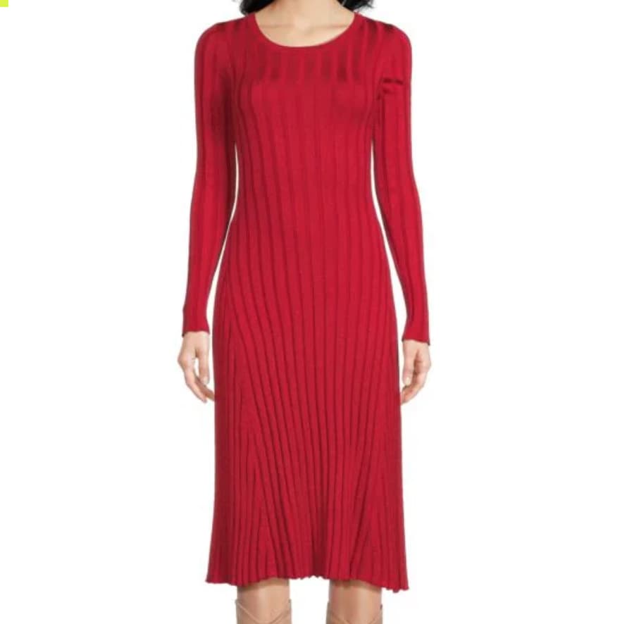 Saks OFF 5TH Glitter Rib-Knit Sheath Dress in Red