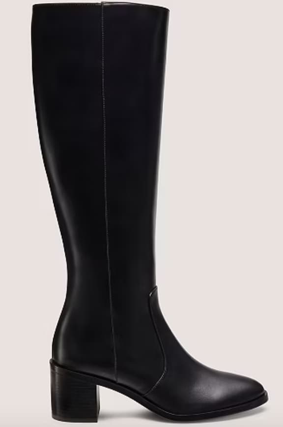 Stuart Weitzman Esme Zip Boot in Calf Leather/Black