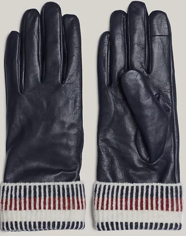 Tommy Hilfiger Striped Knit Leather Glove in Corp Mix